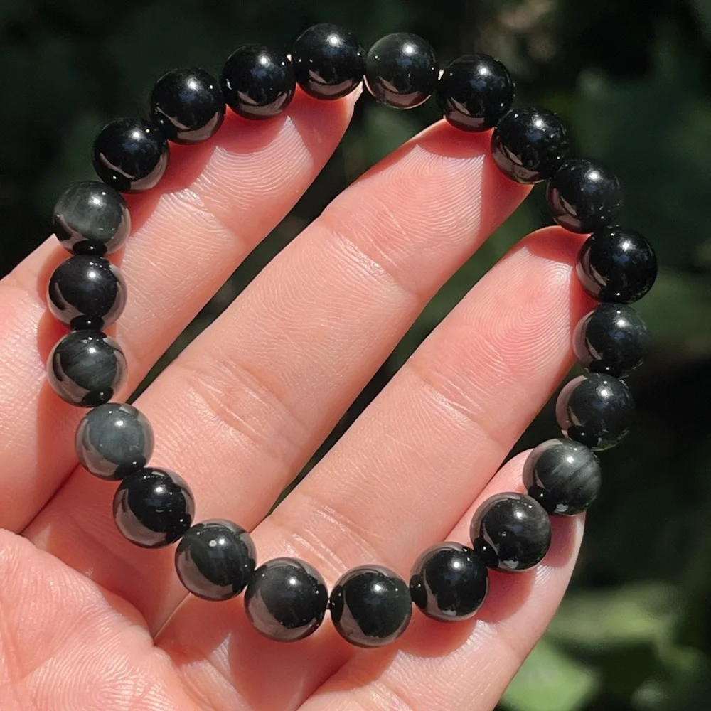 8mm stretchable rainbow‎ obsidian bracelet